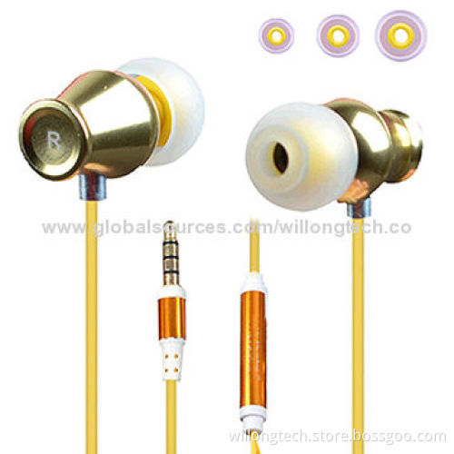 Earphones for MP3/MP4/Mobile Phones, Stereo 3.5mm Plug with Microphone